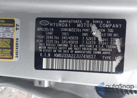 2018 Hyundai Tucson Value from USA, damaged, VIN KM8J33A22JU749837
